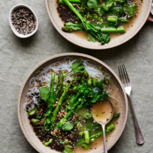Asparagus, Noodle and Lentil Broth