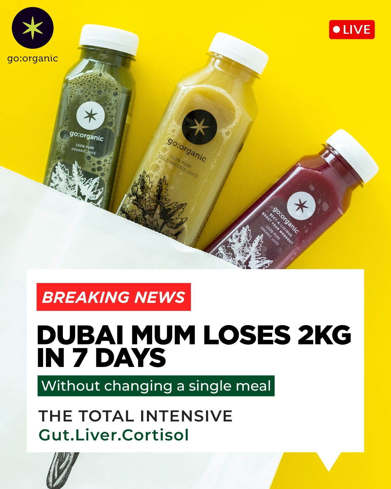Triple Intensive. Gut+ Liver + Cortisol Flush. Lose 3KG in 7 Days Effortlessly.