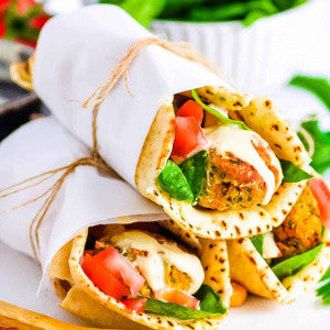 Baked falafel in wholegrain wrap